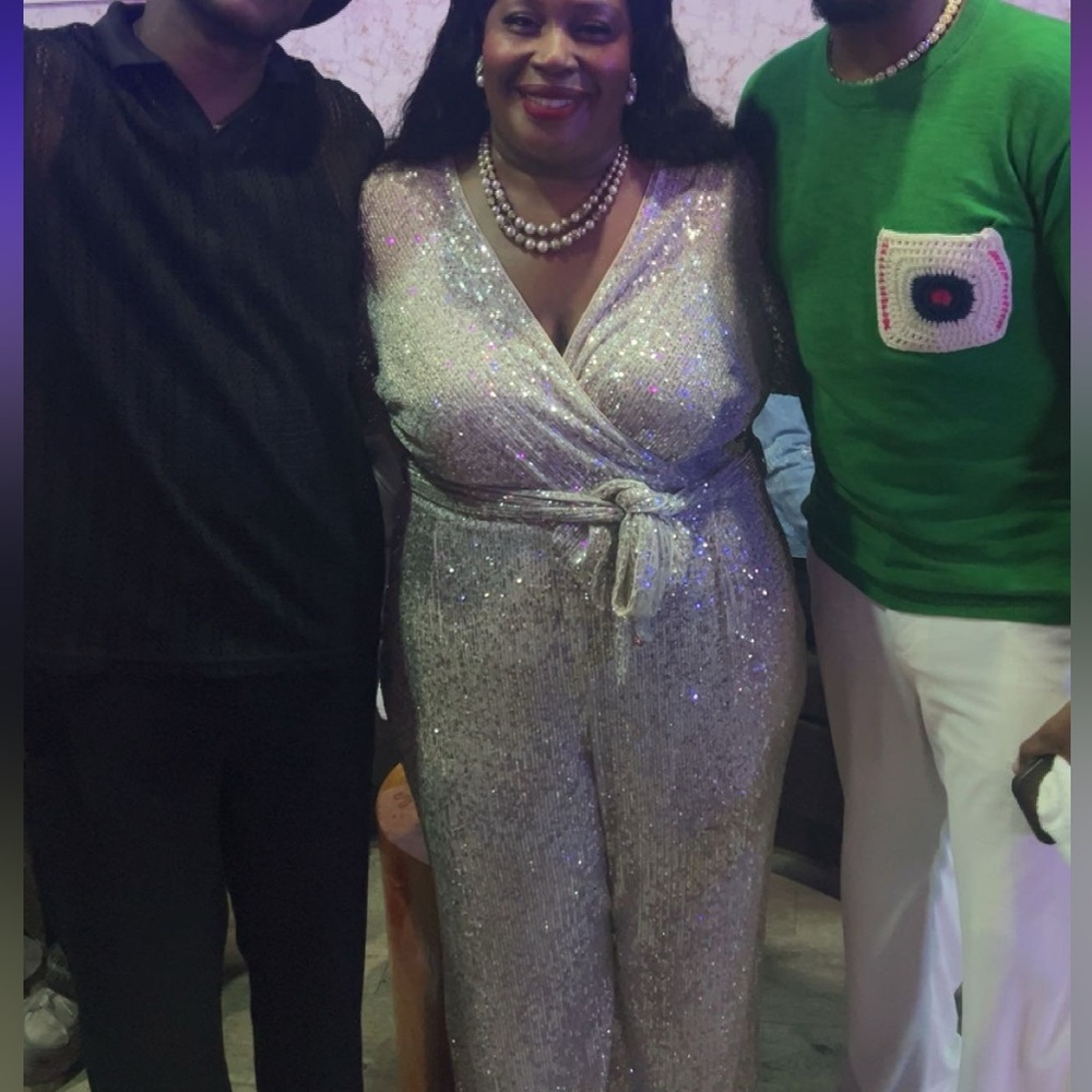 Plus Size Silver Sequin Jumpsuit - image 5